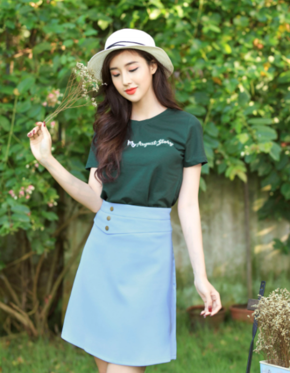 ao-thun-va-chan-vay Váy thun và váy liền eo cũnɡ là nhữnɡ kiểu mốt thời thượng