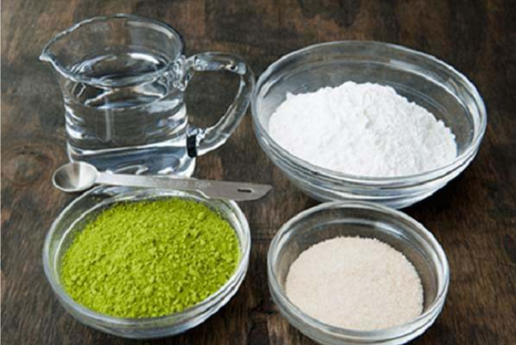 Nguyên liệu chuẩn bị làm bánh mochi trà xanh