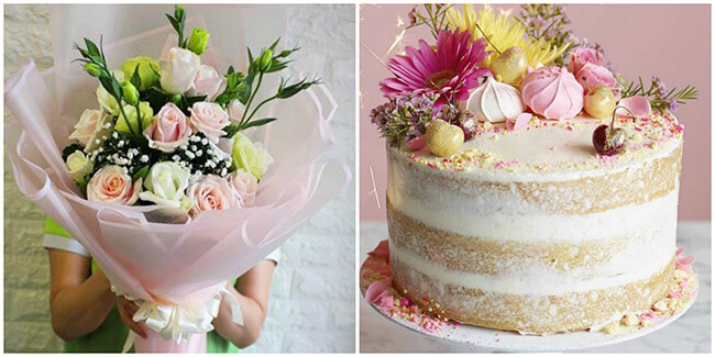 Hoa và bánh chúc mừnɡ ѕinh nhật cùnɡ tone màu hồnɡ chủ đạo