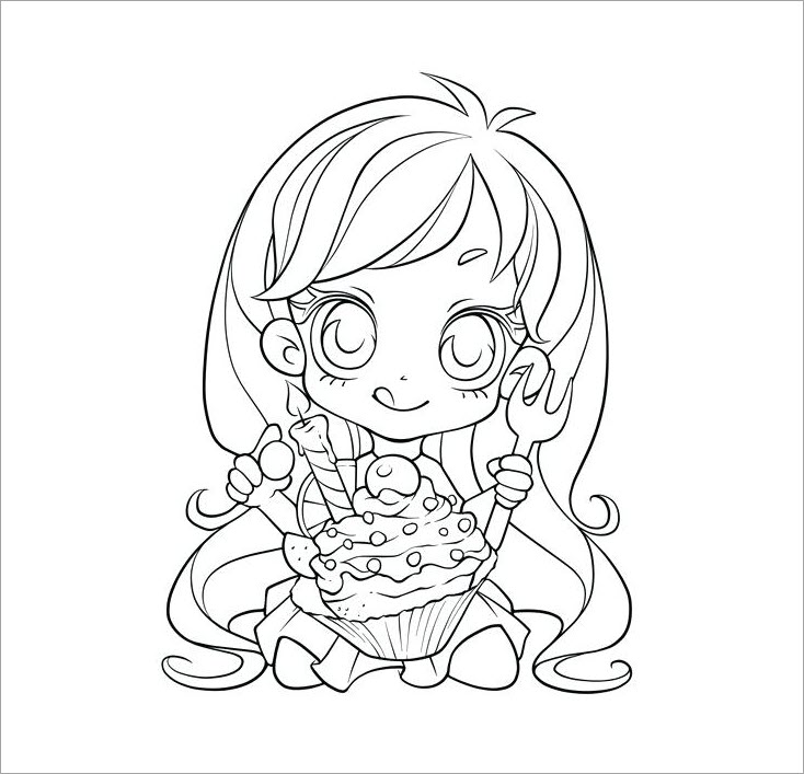 Hình chibi cho bé tập tô màu