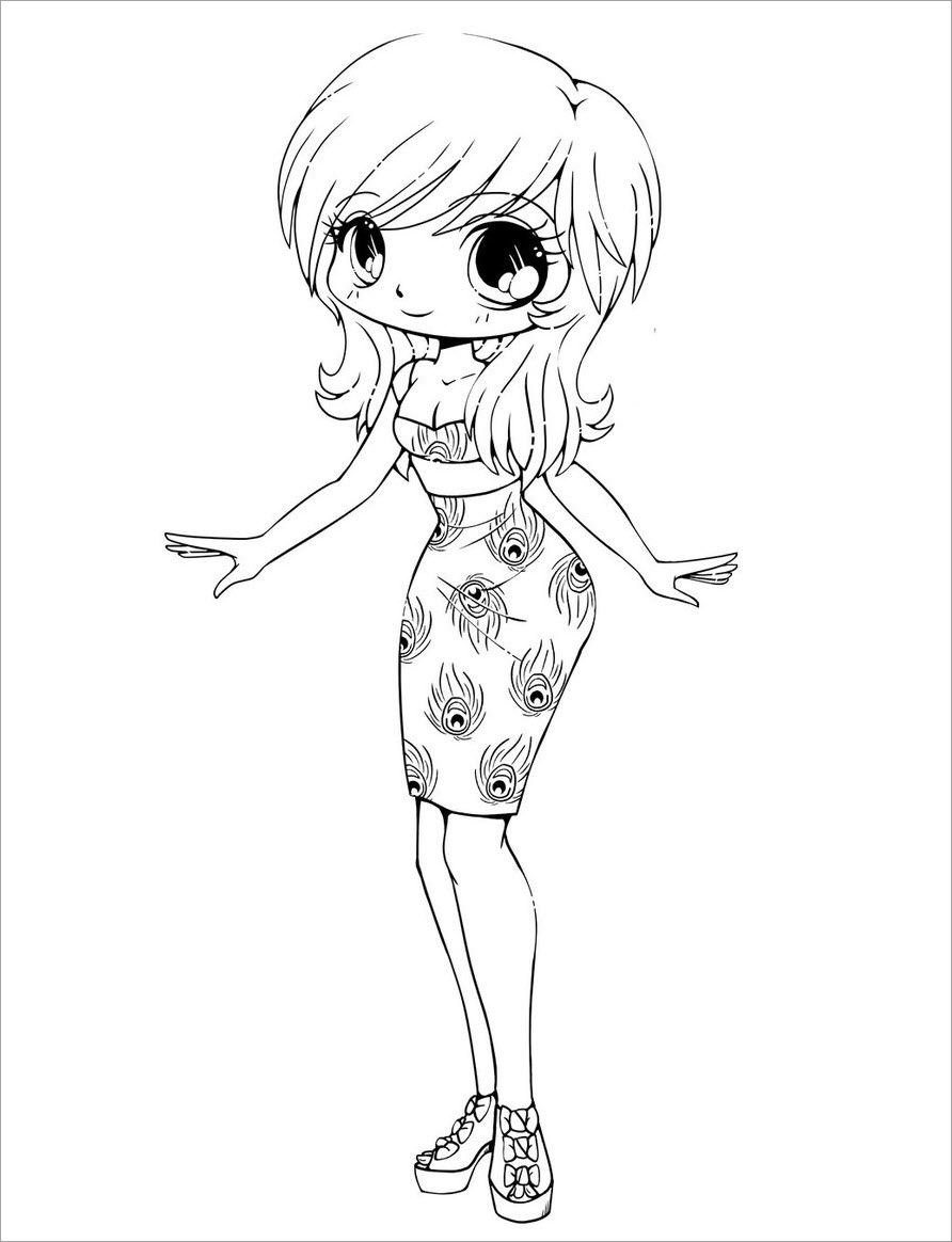 Hình chibi chưa tô màu