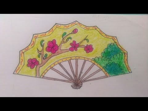 Vẽ trang trí cái quạt giấy_paper fan_How to draw paper fan