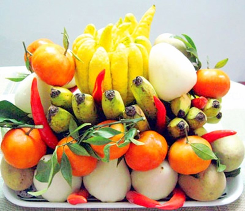 Mâm ngũ quả được trình bày vào ngày tết đón năm mới Mâm ngũ quả được trình bày vào ngày tết đón năm mới