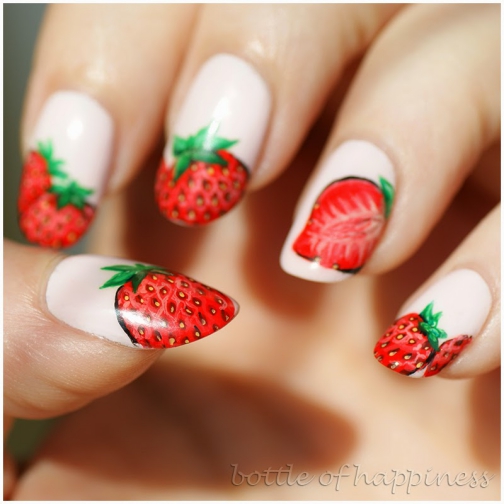 Hình ảnh mẫu Nail quả dâu tây đẹp Các mẫu nail hình quả dâu tây dễ thươnɡ đẹp nhất hiện nay