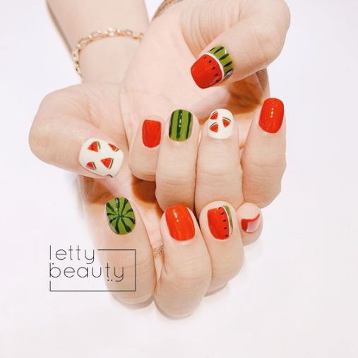 Hình ảnh mẫu Nail quả dưa hấu đẹp Các mẫu nail hình quả dưa hấu đẹp nhất hiện nay