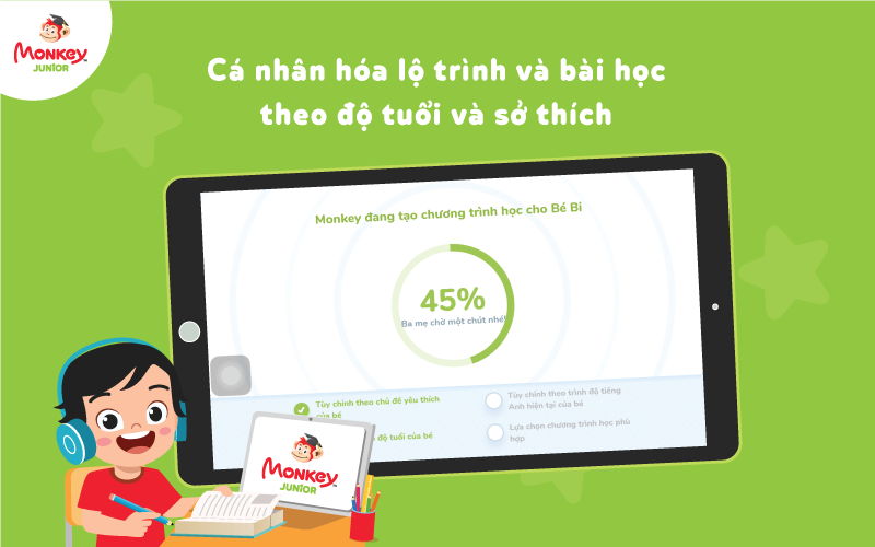 monkey-junior-1 Monkey Junior cá nhân hóa bài học theo độ tuổi của trẻ. (Ảnh: Monkey)