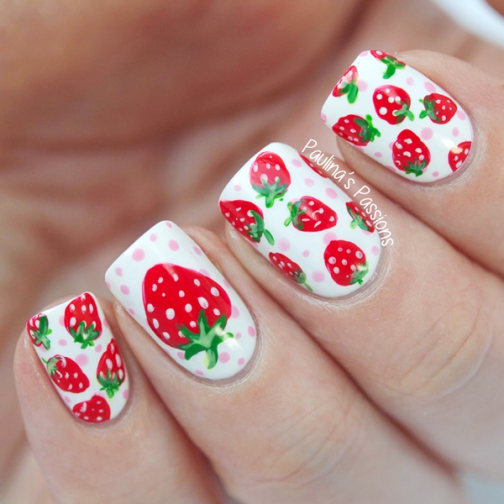 Mẫu Nail hình dâu tây đẹp Mẫu Nail hình dâu tây đẹp nhất hiện nay