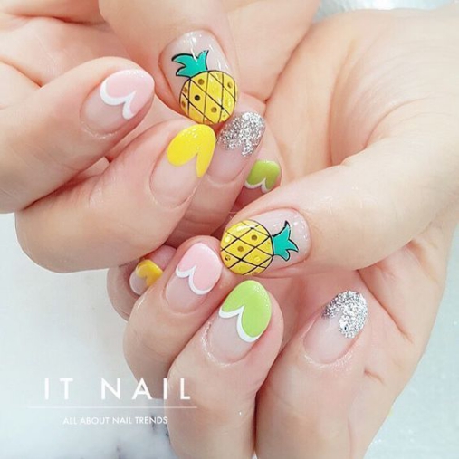 Mẫu Nail hình quả dứa đẹp Mẫu Nail hình quả dứa đẹp nhất hiện nay