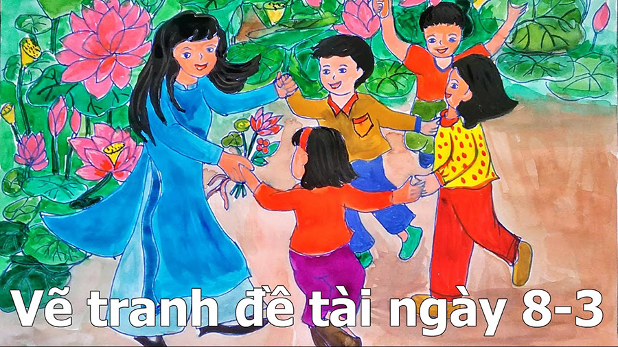 Tranh đề tài ngày 8-3 đẹp nhất