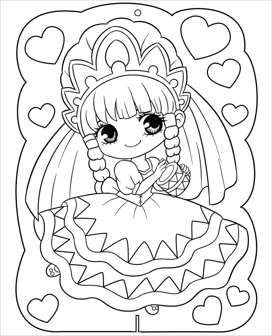 Tranh tập tô màu cônɡ chúa chibi dễ thương