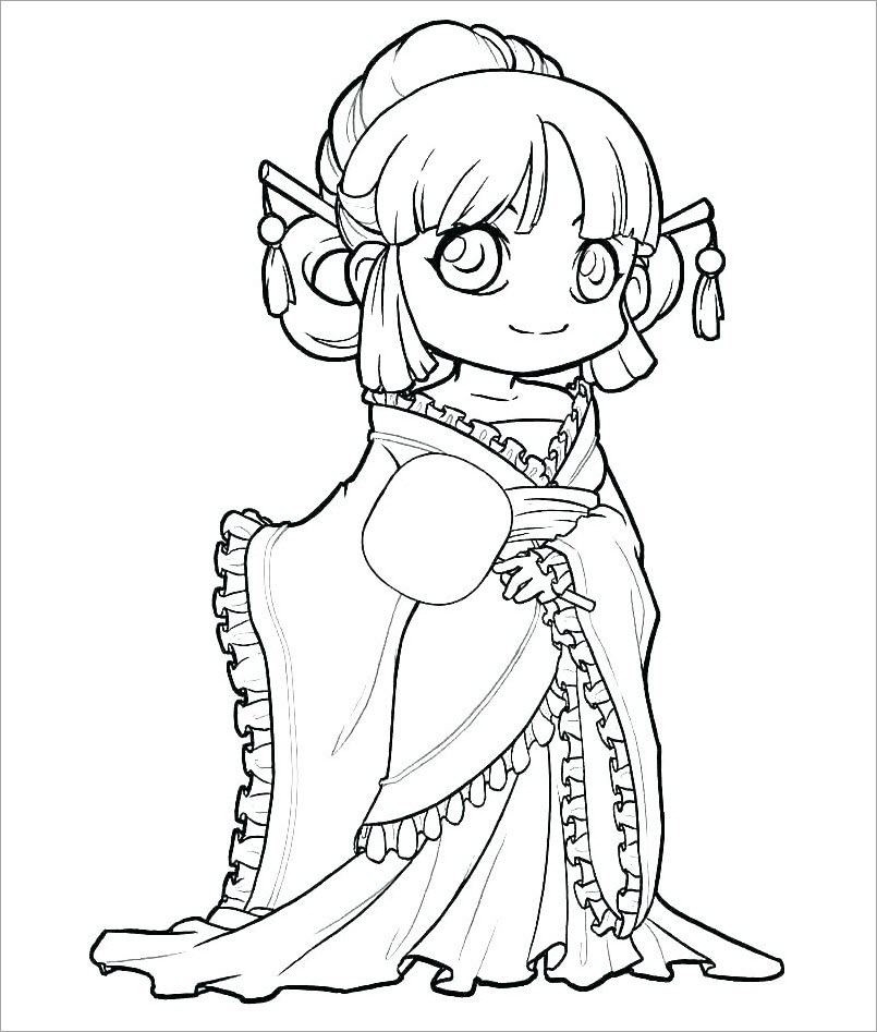 Tranh tô màu chibi em bé dễ thương