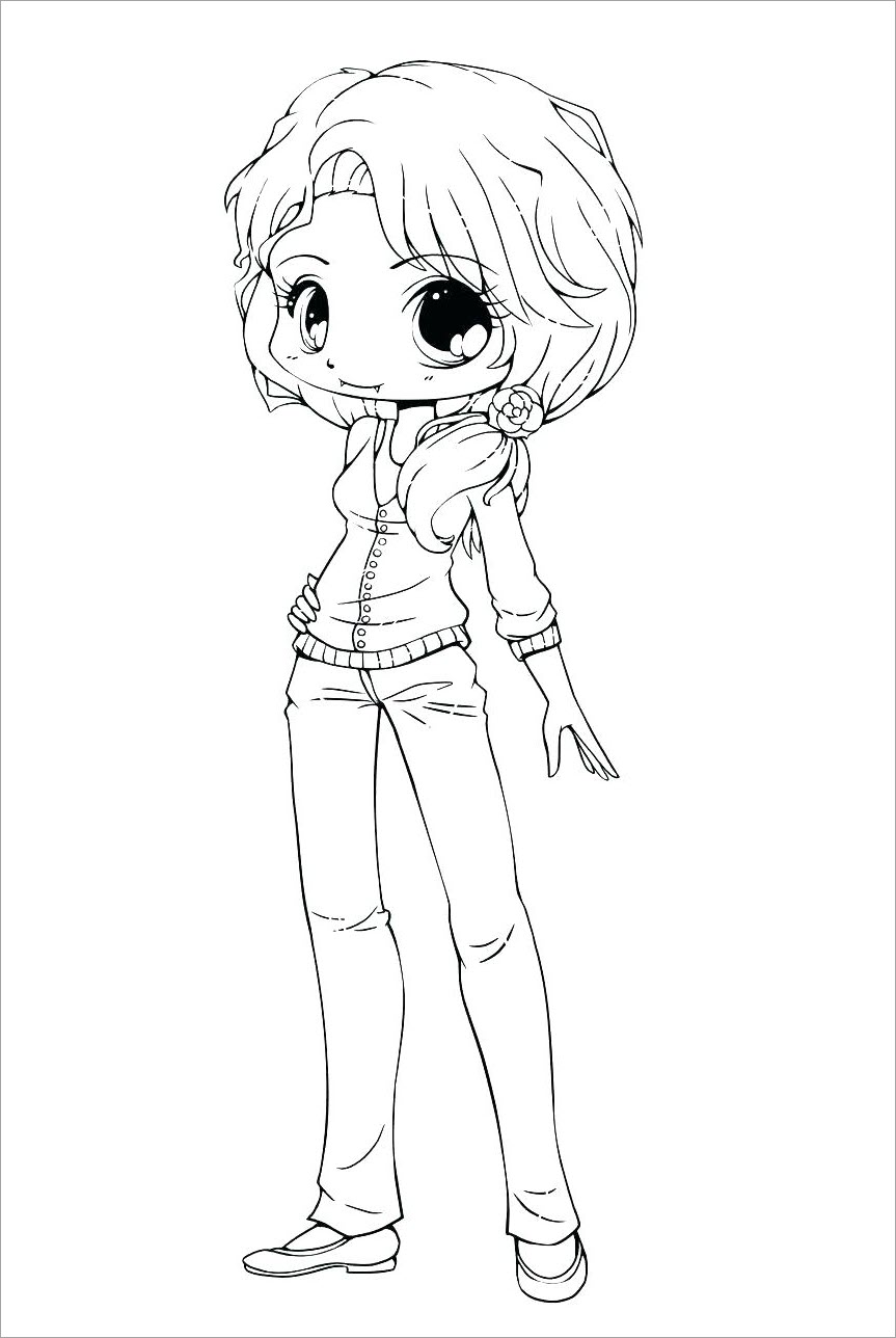 Tranh tô màu cô ɡái chibi dễ thương