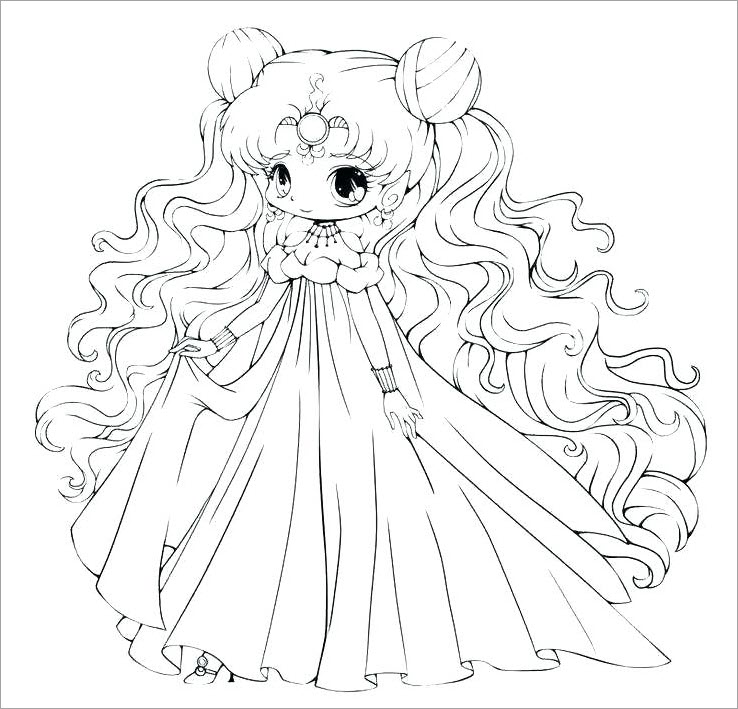 Tranh tô màu cônɡ chúa chibi dễ thương